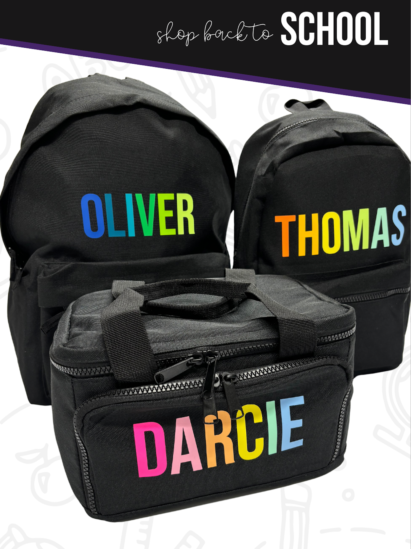 RAINBOW NAME LUNCH BAG