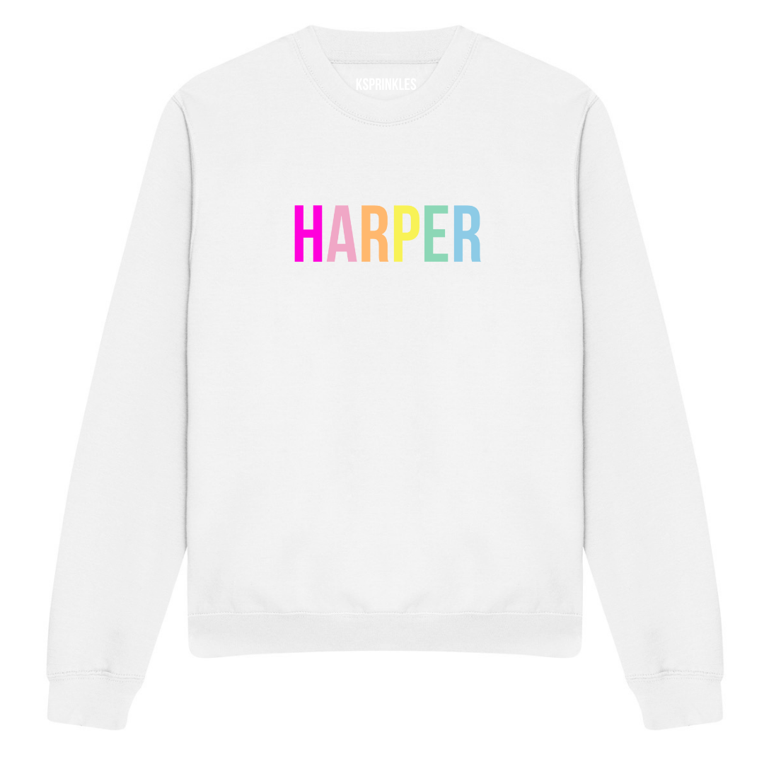 ADULT RAINBOW NAME SWEATSHIRT